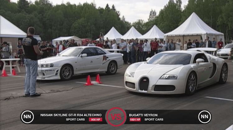 Bugatti Veyron vs Nissan Skyline GT-R R34