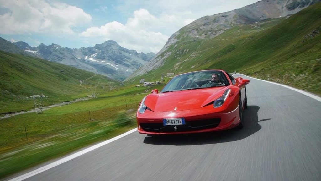 Ferrari 458 Spider op de Stelvio