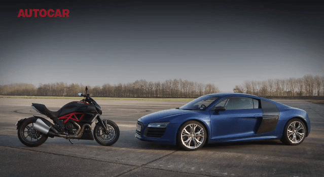 Is een Audi R8 V10 Plus sneller dan een Ducati?
