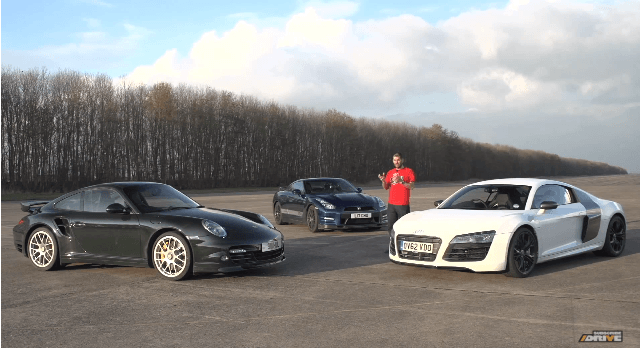 DRIVE - Audi R8 V10 Plus vs Porsche 911 Turbo S vs Litchfield GT-R