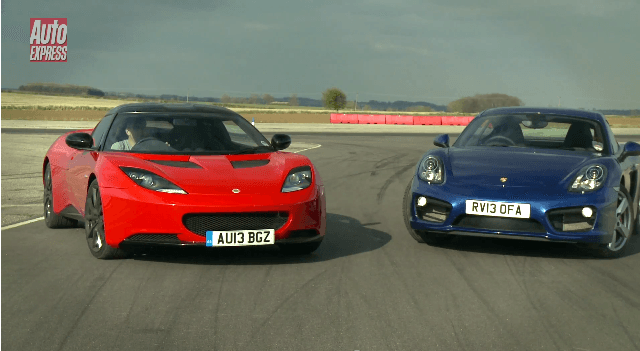Porsche Cayman S vs Lotus Evora S Track Battle