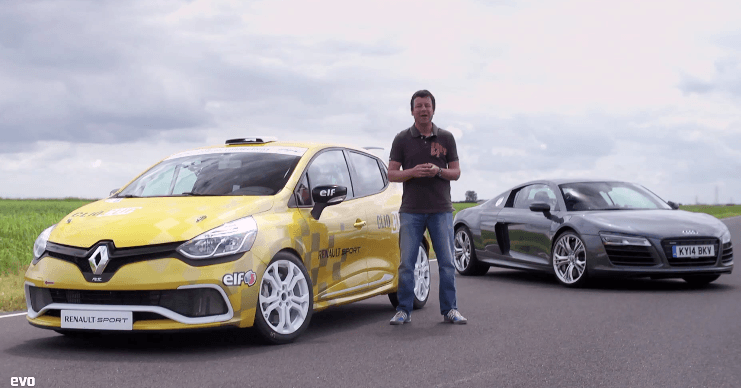 Kan een Renault Clio Cup een R8 V10 Plus verslaan?