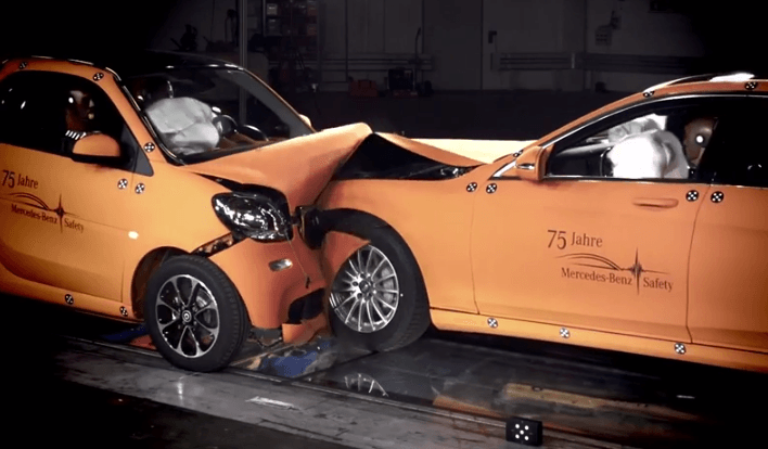 Smart ForTwo vs Mercedes S-klasse Crashtest