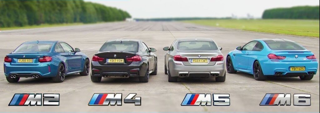 BMW M2 vs M4 vs M5 vs M6 Dragrace