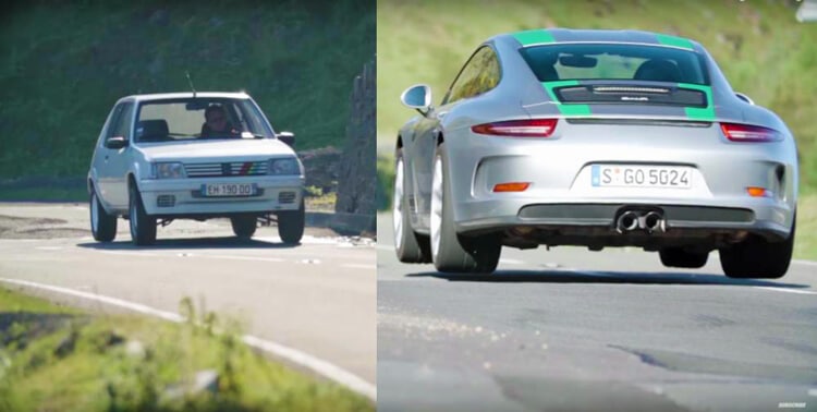 Porsche-911R-vs-Peugeot-205-Rallye