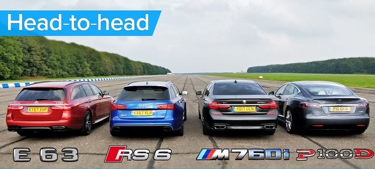 BMW M760Li vs Tesla Model S vs Audi RS 6 vs Mercedes-AMG S Estate