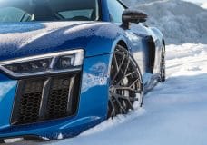 Audi R8 V10 Plus in de sneeuw
