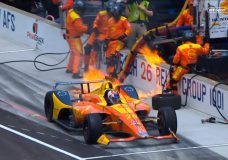 Indycar on fire Indy 500 2018