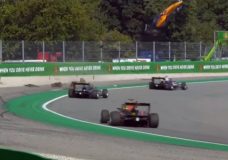 Formule 3-coureur Peroni's vliegt metershoog door Monza