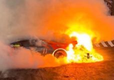 Lamborghini Huracan vat vlam na burnout