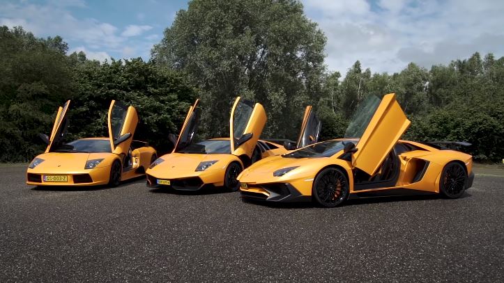 Drie oranje Lamborghini's op Nederlandse platen