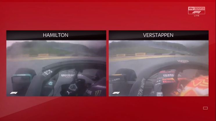 Het verschil tussen Hamilton en Verstappen in verregende kwalificatie