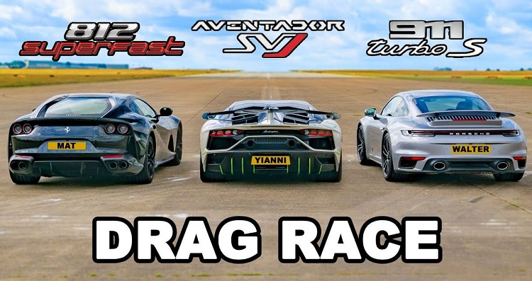 Lamborghini Aventador SVJ vs Ferrari 812 vs Porsche 911 Turbo S