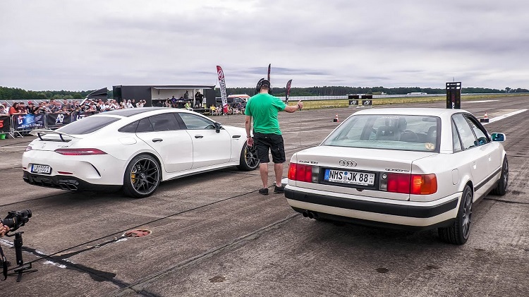 Audi 100 Quattro vs Mercedes AMG GT63s & Nissan GT-R