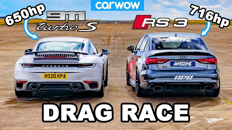 Kan een 716 pk Audi RS3 Sedan de Porsche 992 Turbo S aan