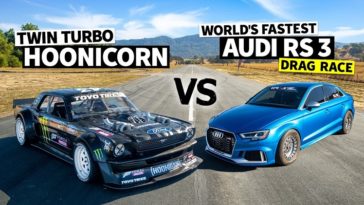 1.000 pk Audi RS3 vs 1.400 pk Ford Mustang Hoonicorn