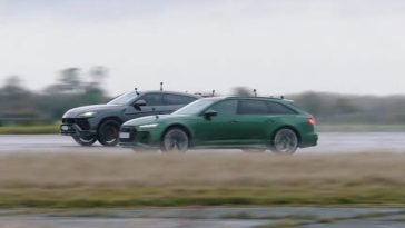 Lamborghini Urus vs Audi RS6 in de regen