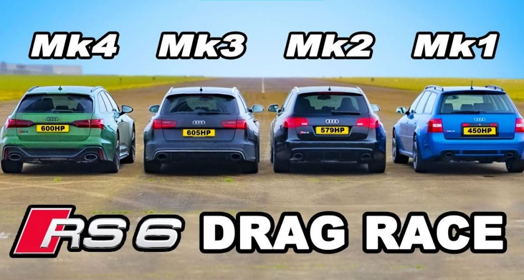 Alle generaties Audi RS6 in een dragrace