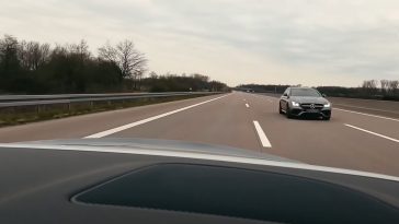 Zie een Mercedes-AMG E63 S met 330 voorbij blazen