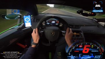Lamborghini Aventador SVJ naar 344 kmh op Autobahn