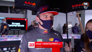 Max Verstappen reageert op knappe P2 in GP Rusland