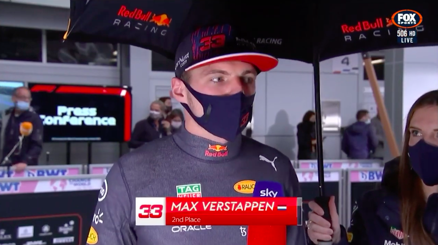 Max Verstappen reageert op knappe P2 in GP Rusland