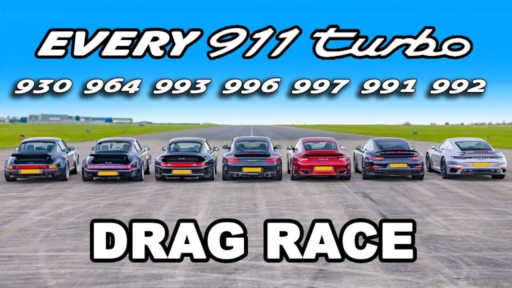 Alle Porsche 911 Turbo's in één dragrace!