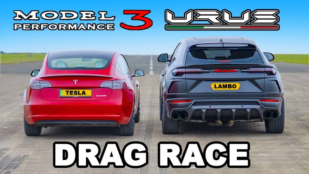 dragrace model 3 vs urus