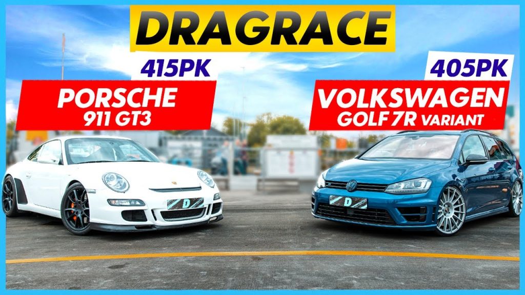 dragrace 911 GT3 vs Volkswagen Golf 7R