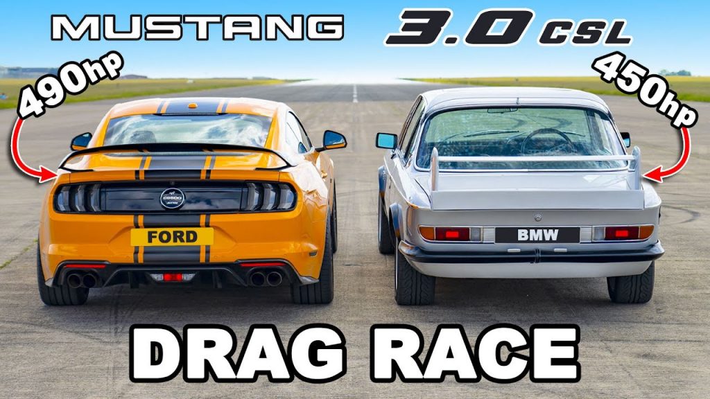 BMW CSL vs Ford Mustang GT dragrace