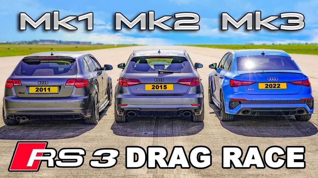 Alle generaties Audi RS3 in één dragrace