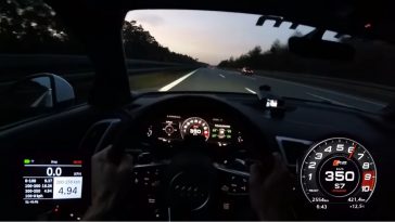 MTM Audi R8 V10 tikt 350 kmh aan op Autobahn