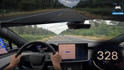 Tesla Model S Plaid naar 328 kmh op Autobahn