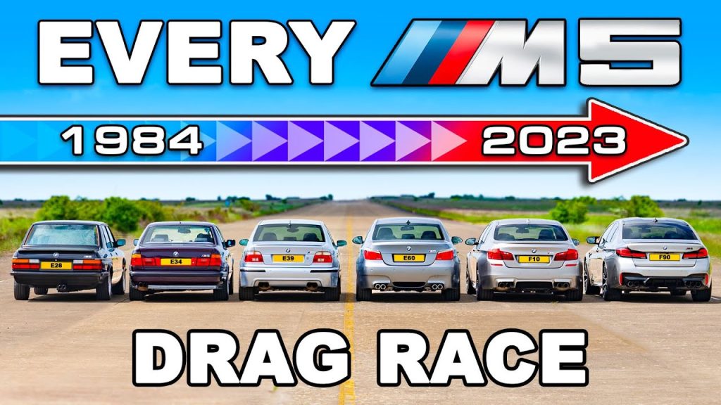 Alle generaties BMW M5 in één ultieme dragrace