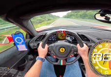 Ferrari 488 Pista vlamt naar topsnelheid op de Autobahn