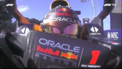 Boordradio Max Verstappen na winst in Brazilië en nieuw record