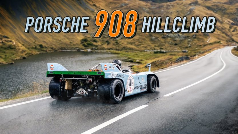 Driftend de berg op met een Porsche 908