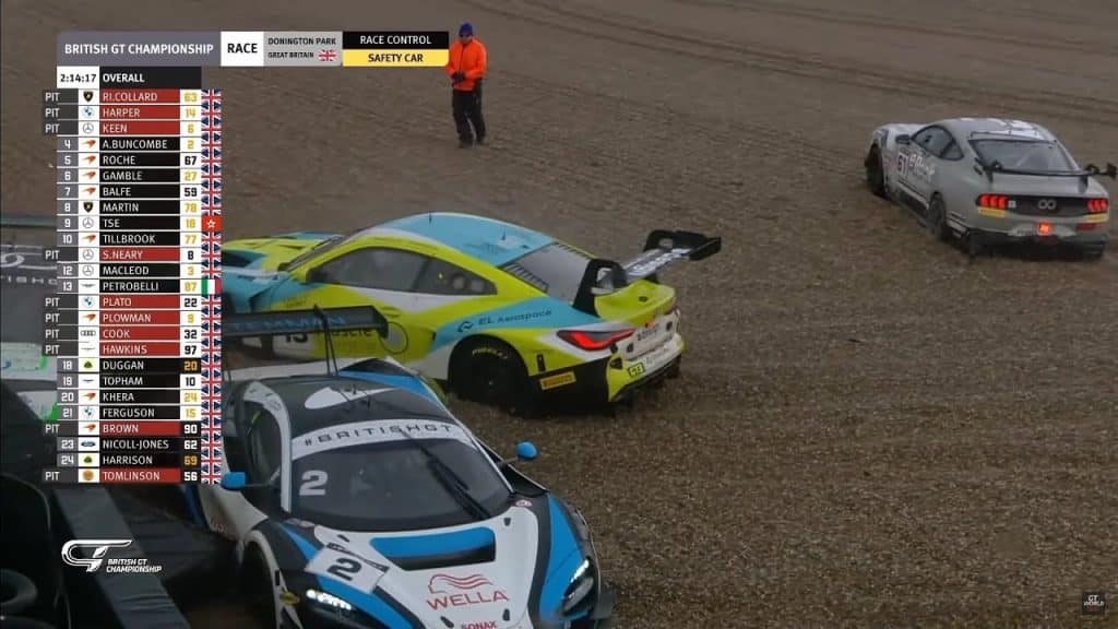 Chaos in British GT door onverwachte regenbui op Donington