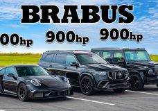 Drie Brabus-modellen in een dragrace