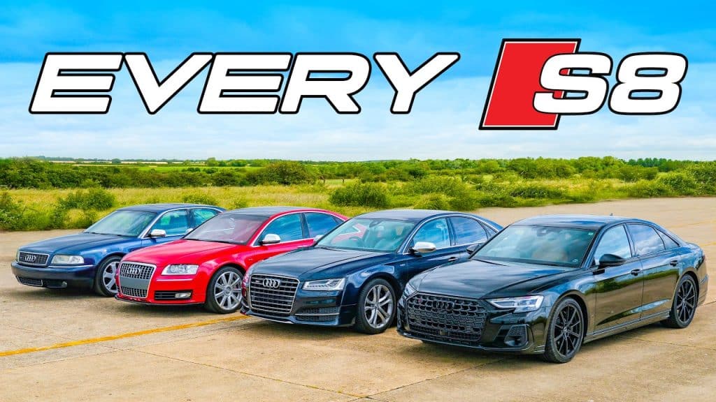 alle generaties Audi S8 dragrace